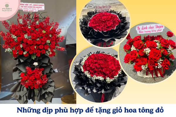 Giỏ Hoa Tông Đỏ – Sang Trọng, Nồng Nàn & Đầy Ý Nghĩa